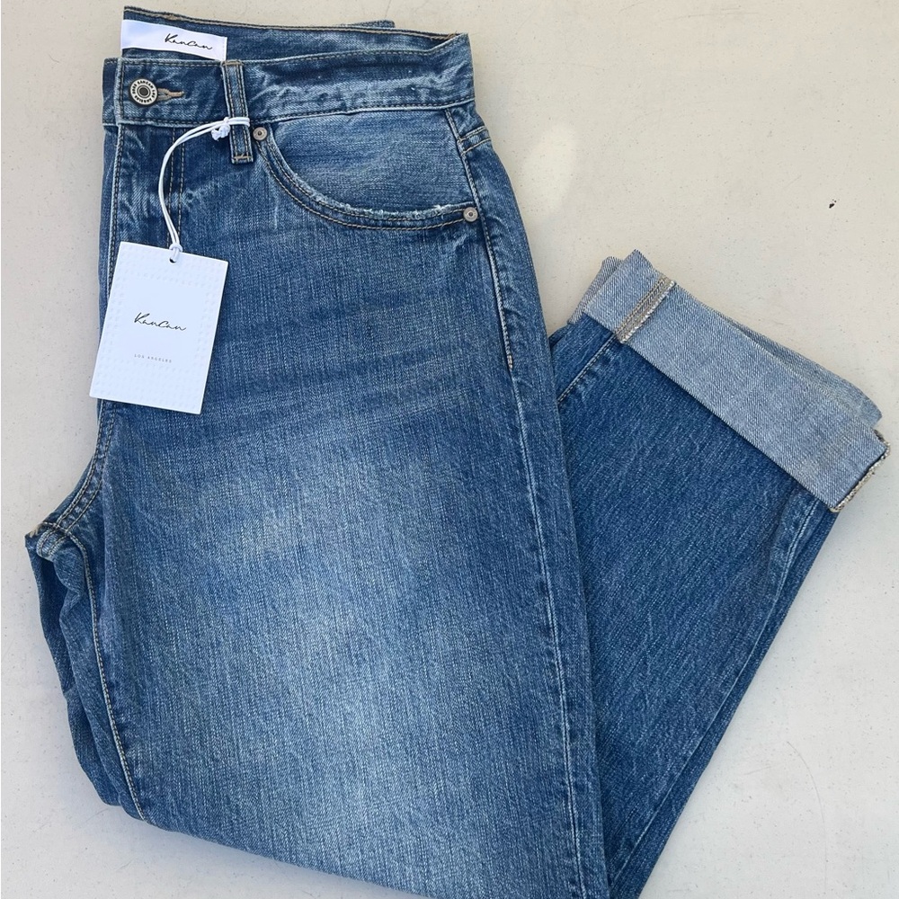 KanCan Blue Boyfriend Jeans with Cuffed Hem